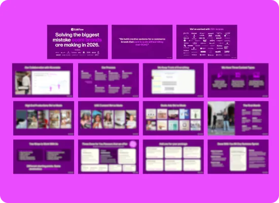 Preview van het EditFlow pitchdeck met cases, werkwijze en aanbod